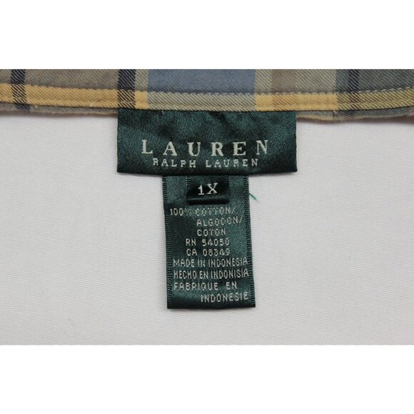 Lauren Ralph Lauren women's brushed cotton‎ button front plaid shirt 1X - Picture 7 of 11